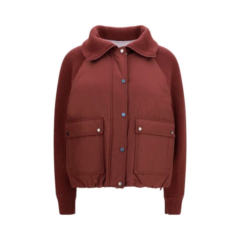 Brunello Cucinelli Bordeaux Polyester Full-Length Women's Jacket